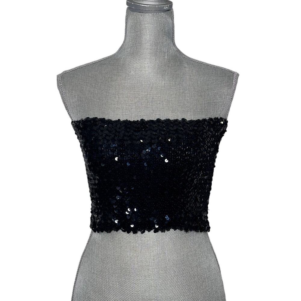Black sequined tube top